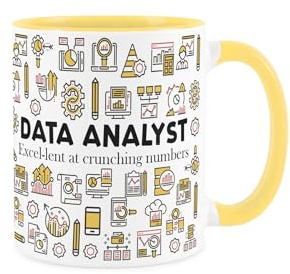 Purely Home Data Analyst Mug - Novelty IT Statistics Computing Gift - Tea/Coffee Yellow Ceramic Cup Present