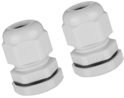 Unifizz 5Pcs M18 Cable Gland – Durable Threaded Wire Connector with Locknut for 5-10mm Dia Cable Wire, White