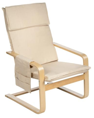 Gremium Poltrona Relax In Tessuto Con Schienale Ergonomico, Seduta Imbottita Sfoderabile, Cuscino Poggiatesta, Struttura in Legno Con Braccioli e Sacca Portaoggetti