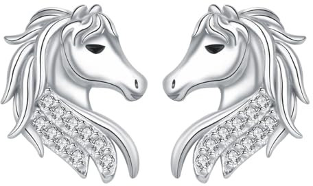 Hifeeled Pferd Ohrringe Damen 925 Sterling Silber Pferde Ohrstecker für Frauen Original Schmuck Geschenk Frau Mädchen Tochter