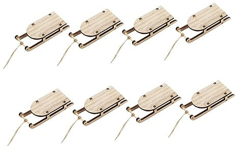 Holibanna Miniatur Holzschlitten Weihnachten 8 Stück Schlittenornamente Deko Hölzerner Schlitten Anhänger Kreative Schlitten Verzierung Für Zimmer