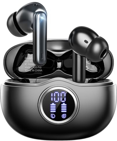 Sisism A10 Pro Wireless Earbuds, LED Digital Display IPX7 Waterproof Earphones for Gym