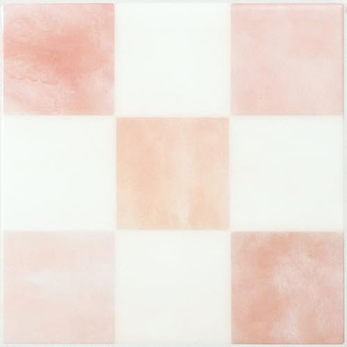 Smart Tiles Stick On Tiles Splashback - Petra Pink/White, Self Adhesive Wall Tiles, 5 Wall Panels 7.75x7.75 in, Heat Resistant Adhesive Wallpaper Tile, Water Resistant Bathroom Tile, Made in Canada