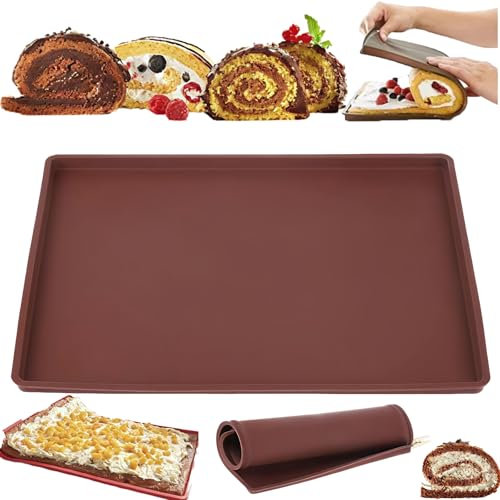 Silikon Backmatte, Dauerbackmatte für Backblech, 30x40 cm Backmatte, Lebensmittelgrade Silikon Backmatte für Kuchenrollen, Teig, Pizza und Gebäck, Braun