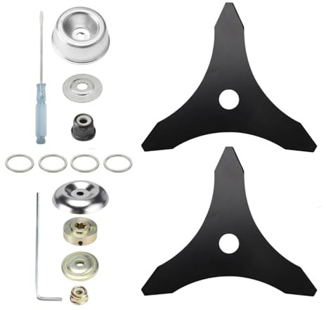 2PCS 10 x 3TTeeth Brush Cutter Blade ，Universal Brushcutter Blade Weed Eater Cutter Blade with 2 Different Adapter Kits with 20mm Washer Adapter for Trimmer Weed Eater Lawn Mower