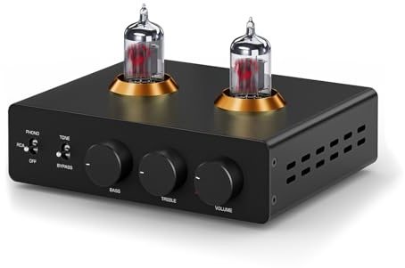 HIFI Vinyl Tube Phono Amplifier, Audiophile Preamplifier, ECC83 Tube, L/R Stereo, MM Phono/RCA Input, RCA/XLR Output, with HPF Technology, for Home Audio