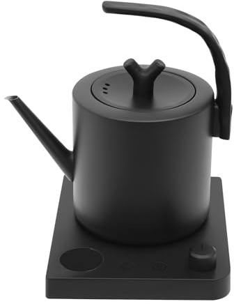 Wasserkocher mit Schwanenhals Edelstahl 1L, Teekocher Elektrisch, Wasserkocher mit Temperatureinstellung und Warmhaltung, Schnelles Aufkochen (Schwarz)