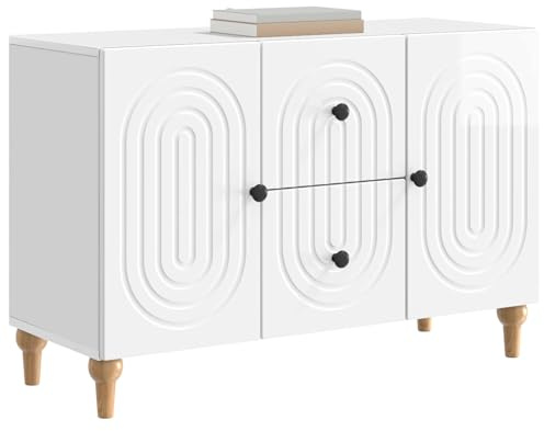 vidaXL TV-Schränk Hochglanz Weiß 89 x 34,5 x 60 cm Holzwerkstoff, Wohnzimmer, moderner Sideboard, rechteckige Aufbewahrung, vielseitiger Mediamöbel, praktischer Konsole