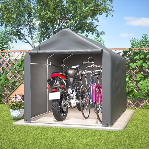 Fahrradgarage wetterfest 160x220x165 cm mit Rolltor – Geräteschuppen & Lagerzelt mit Stahlrahmen für Fahrräder, Motorrad & Gartengeräte