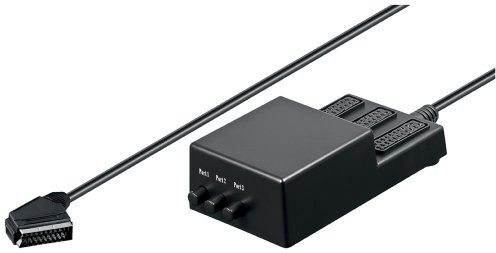 Wentronic 3-Fach Scartverteiler mit Anschlusskabel und Schalter 0,4 m