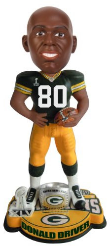 FOCO NFL Donald Driver Green Bay Packers Super Bowl XLV Champions Ring Base Wackelkopf