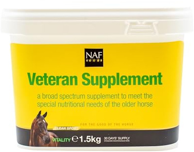 NAF Veteran Supplement 1.5kg – Complete Daily Nutritional Support for Older Horses – With Vitamins, Minerals & Joint Support – Promotes Vitality, Mobility & Condition
