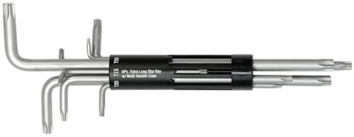 SW-Stahl 04485L Winkelschlüsselsatz, 8-tlg. T-Profil Schlüssel T10-T50 | Extra lange Torx-Winkelschlüssel aus Chrom-Vanadium-Stahl im patentierten Halter, Montagewinkel bis 15 Grad möglich