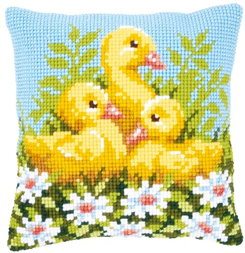 Vervaco Ducklings with Daisies I Cross StitchCushion, Multi-Colour