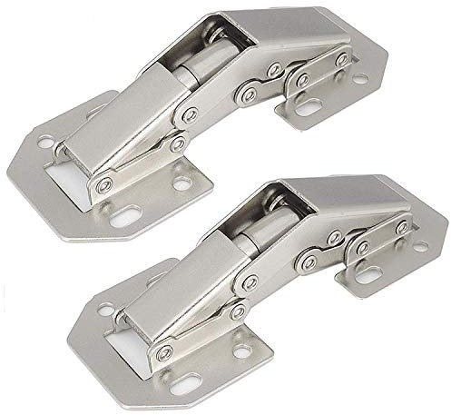 Merriway BH01754 (2 Pcs) Easy-On Kitchen Cabinet Wardrobe Hinges, Zinc Plated, Inset 90 Degree - Pack of 2 Pieces