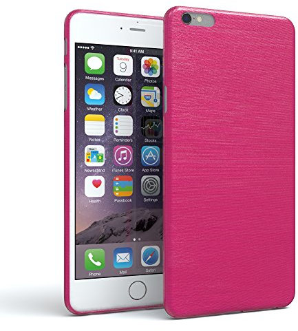 EAZY CASE Hülle kompatibel mit iPhone 6 Plus / 6S Plus Schutzhülle Silikon, gebürstet Slimcover in Edelstahl Optik, Handyhülle, TPU Hülle/Soft Case, Backcover, Silikonhülle Brushed, Pink