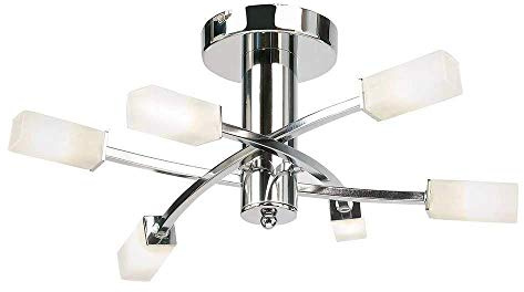 Endon Havana Chrome & Frosted Glass G9 Semi Flush Dimmable 6 Lamp Ceiling Light