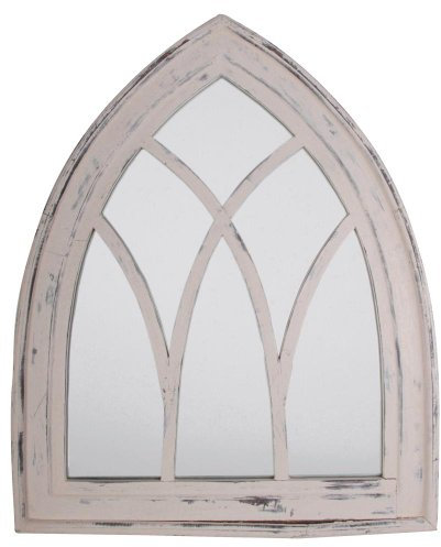 Esschert Design WD10 66 x 5 x 80cm Wood and Glass Mirror Gothic Wash - White