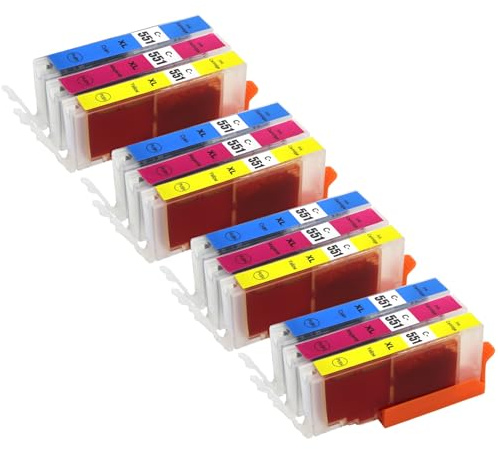 Go Inks Compatible CLI-551 XL C/M/Y Ink Cartridges - 12 Pack Colour replacement for Canon PIXMA Printers - 12ml - 551 XL multipack - High Yield - 4 Sets - Cyan, Magenta, Yellow