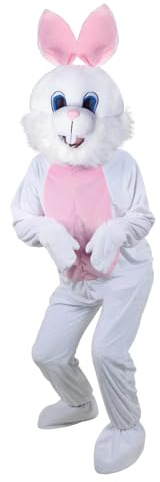 Wicked Costumes Deluxe White Easter Bunny Rabbit Mascot Costume – Plush Adult Animal Suit for Easter Events – One Size