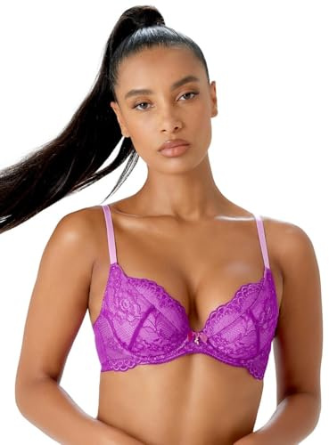 Gossard Women's Superboost Lace Padded Plunge Bra, Orchid, 30E