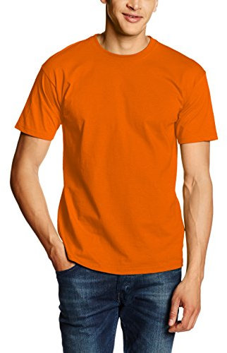 Fruit of the Loom Men's Valueweight Short Sleeve T Shirt, Orange, L UK