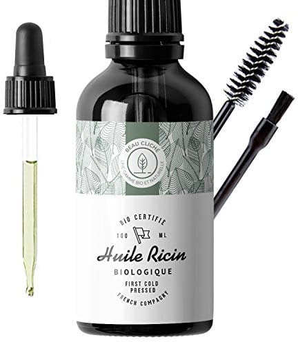 100ml Bio Rizinusöl, Kaltgepresst, Rein - Stimuliert und stärkt das Wachstum von Haar, Bart, Wimpern, Augenbrauen, Nägeln und Haut - Glasflasche, Bürste und Pinsel