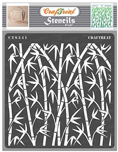 CrafTreat Forest Stencils for Painting on Wood, Canvas, Paper, Fabric, Floor, Wall and Tile - Bamboo Forest - Size: 15x15 cms - Reusable DIY Art and Craft Stencils - Bamboo Stencil
