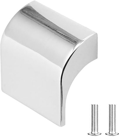 Decoranddecor Amory Curved Square Knob Pull Handle for Cupboard Cabinet - Zinc 32mm Hole Centre (Polished Chrome, 1 Pack)