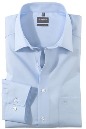 OLYMP Herren Businesshemd Langarm Luxor,Einfarbig,Comfort fit,New Kent,blau 15,45