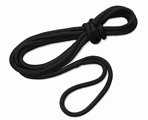 Seilflechter - Festmacher 14mm Ø, 14m Länge, 40 cm Auge gespleißt & getakelt, Taifun Festmacherleine fürs Boot in Schwarz, 3700 daN