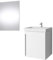 Planetmöbel Mobiletto in bianco da 50 cm con lavabo e specchio, set di mobili da bagno per il bagno degli ospiti