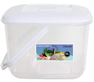 St@llion 6L Large Food Storage Canister with Handle Airtight Reusable Food Storage Containers Keeps the Contents Secure and Fresh Used for Flour, Sugar, Baking Supplies (Pack of 1)