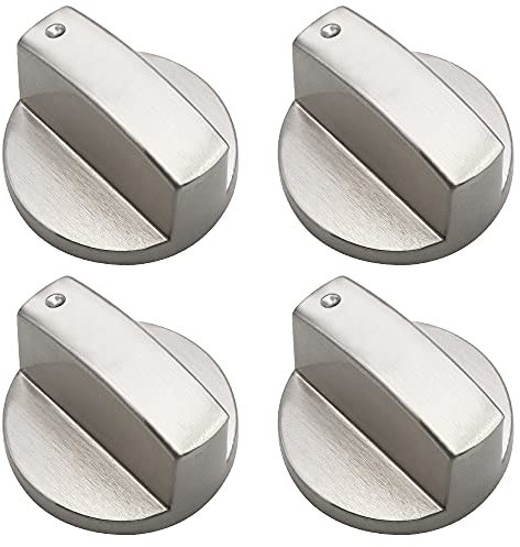 JPGhaha - Mandos Cocina Gas Botones Universal 8mm 4 Piezas Gas Estufa Control Perillas de Metal Perilla de Control para Todas Las Marcas de Horno Plateado