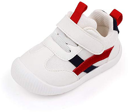 MK MATT KEELY Zapatillas para Bebé Primeros Pasos Zapatos Niño Niña Cuero PU Suela Suave Antideslizante 0-4 años,Rojo,EU23(CN19)