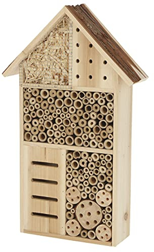 Kerbl Hobbyfarming Insektenschutzhaus | Natur, 27 × 9 × 49 cm, Holz, Nist- und Überwinterungshilfe für Wildbienen, Ameisen und Käfer