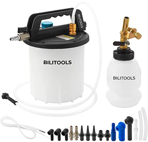 BILITOOLS Kit de bomba de vacío de purga de freno de 3 L, sistema de freno neumático universal para una persona, herramienta extractora de purga de líquido de embrague con adaptadores y botella de