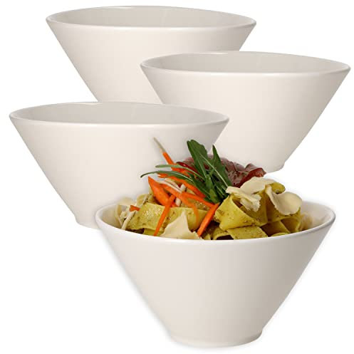 Ritzenhoff & Breker Ontario 4er Set Schale tief I Ø 19 cm I 700 ml I hohe Bowl, Ramen-Schüssel, Dessert-Schale I für Pasta, Suppen, Salat, Porridge & Co I Porzellan-Geschirr mit schlicht weißem Design