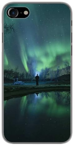Carcasa de silicona impresa compatible con Apple iPhone SE 2020 Aurores Boréales