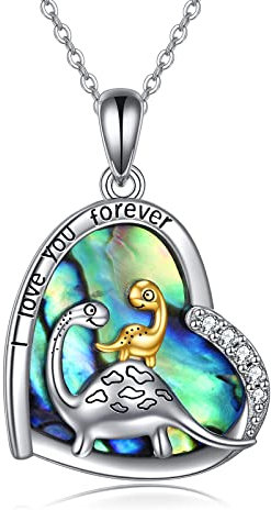 CUPENDA Dinosaurier Halskette Sterling Silber Dino Mutter Kind Anhänger Tier Schmuck Geschenke für Frauen Mama