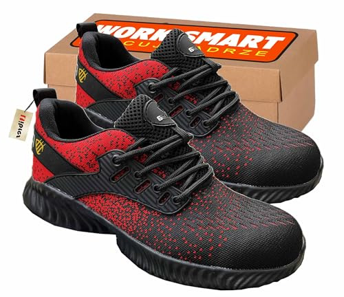 PROCERA Arbeitsschuhe S1 Herren Sicherheitsschuhe Leicht Atmungsaktiv Sportlich Schutzschuhe mit Stahlkappen, Antistatische, rutschfest, Farbe: Rot, Größe: 39