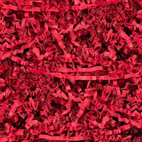 Creavvee 200g Geschreddertes Kraftpapier für Geschenkverpackung, Geschenkbox, Kartonboxfüller, Schutz- und Dekorationsmaterial, Rot