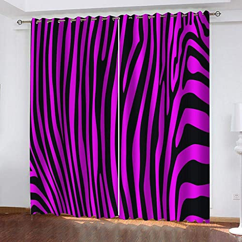 DONGSHAN Vorhang Blickdicht Rosa Zebra - Verdunkelungsvorhang Schallschutz - Blickdichte Gardinen mit Ösen für Schlafzimmer Wohnzimmer, Verdunklung Thermogardnien 2er Set 245x140 cm(HxB)