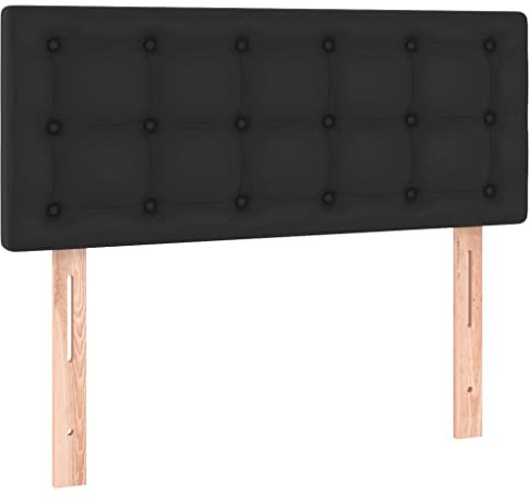 vidaXL Kopfteil, Bettkopfteil mit Holzbeinen, Höhenverstellbar Polsterkopfteil für Bett, Betthaupt Bettzubehör Schlafzimmer, Schwarz 100x5x78/88cm Kunstleder