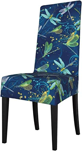 GUVAA Stuhlhussen Blue Dragonfly Sitzschutz Stretch Esszimmerstuhl Schonbezug Sitzbezug für Stühle
