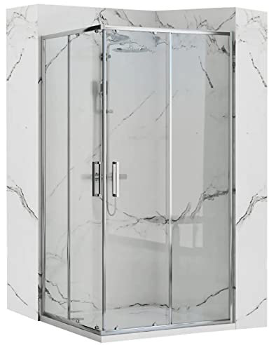 VBChome Duschkabine 90x90cm Chrom190cm 5mm Eckeinstieg Quadrat Duschwand Schiebetür Duschabtrennung Klares Sicherheitsglas Dusche Duschtrennwand