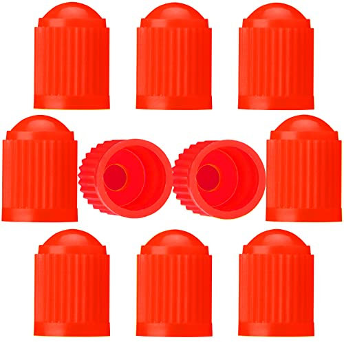 Passgenaue Ventilkappen Auto, TCPENG® Ventilkappen Fahrrad geeignet, Ventilkappen mit Dichtung für stabilen Reifendruck, Fahrrad Ventilkappen, Autoventil Kappe, Fahrradventil Kap (10 Stück Rot)