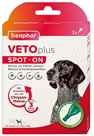 Beaphar VETOplus Spot-ON für mittelgroße Hunde (15-30kg), 3x2ml