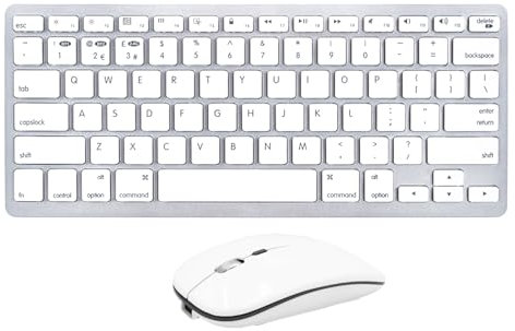 Wireless Keyboard and Mouse for Mac, Bluetooth Rechargeable Keyboard and Mouse compatible with Apple Macbook iMac iPad (Silver)