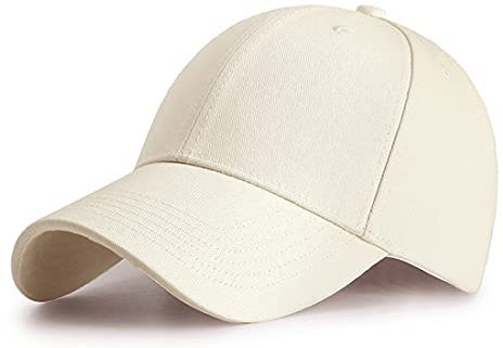 HGDGears Baumwolle Baseball Kappe Verstellbar Sport Visier Hut für Herren(Cremefarben)